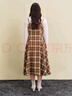 獨束大碼女裝復古格紋吊帶外穿連衣裙2024冬季新品通勤減齡中長(cháng)裙 棕米格 L (尺碼：2) 曬單實(shí)拍圖