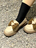 大東女士小皮鞋女夏2025新款百搭厚底單鞋英倫樂(lè )福鞋大碼女鞋 米白色 37 曬單實(shí)拍圖