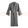 竹一百浴袍 純棉吸水浴衣簡(jiǎn)約家居汗蒸服華夫格男女睡袍 灰色 L碼 曬單實(shí)拍圖