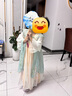 安妮優(yōu)兒中秋節(jié)漢服女童連衣裙兒童中國風(fēng)古裝超仙唐裝公主裙子 藍(lán)色 120 曬單實(shí)拍圖