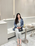 愛莉安娜孕婦裝秋季套裝連衣裙2025新款休閑條紋襯衫時(shí)尚背心裙兩件套 淺灰色背心裙 L 曬單實(shí)拍圖