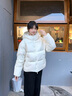 森馬（Semir）羽絨服女90絨子短款輕暖三防可愛(ài)花苞帽2025冬新款立體防風(fēng)外套 【正肩顯瘦廓形】奶白10501 L 曬單實(shí)拍圖