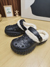 卡帝樂(lè )鱷魚(yú)（CARTELO）洞洞棉拖鞋男冬季外穿厚底增高棉鞋男女同款拖鞋黑色男款 42-43 曬單實(shí)拍圖
