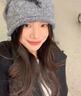 JIOESC蝴蝶結黑色堆堆帽女秋冬保暖針織套頭冷帽復古大頭圍顯臉小包頭帽 黑色蝴蝶結針織帽【顯臉小】 均碼【54-65cm】 曬單實(shí)拍圖