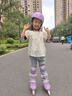 斯威（SWAY）輪滑鞋兒童溜冰鞋男女童初學(xué)套裝中小學(xué)滑輪滑冰旱冰鞋成人直排輪 莫紫八輪全閃+頭盔護具+一體支架 M (適合6-12歲)平時(shí)鞋碼31-36 曬單實(shí)拍圖