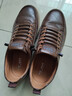 蜻蜓牌男鞋秋冬季真皮潮流板鞋一腳蹬隱形內增高皮鞋運動(dòng)休閑鞋小白鞋子 棕色 41 曬單實(shí)拍圖