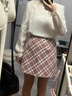 沂歆毛呢半身裙裙子女冬季2026年新款a字短裙格子裙小個(gè)子百搭包臀裙 【短款】粉色格子半身裙 L （建議體重約105-120斤） 曬單實(shí)拍圖