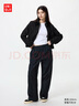 優(yōu)衣庫(kù)女裝法蘭絨舒適長(zhǎng)褲/全棉柔軟寬松直筒休閑褲 新款478849 09 黑色 L /160/72A 曬單實(shí)拍圖