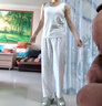 純棉女長睡褲直筒全棉寬松休閑家居褲可外穿 D112彩色點(diǎn)女 XL 推薦120-140斤 曬單實(shí)拍圖