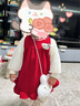 G.DUCKKIDS小黃鴨女童套裝春秋款連衣裙周歲女寶寶公主裙禮服兒童秋冬兩件套 紅色春秋套裝（花朵款夾子） 90 尺碼1~2歲【 80-90cm】 曬單實(shí)拍圖