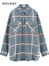 moussy 【趙昭儀同款】女裝新品美式格紋LOGO襯衫028IS430-3091 110藍色 均碼 曬單實拍圖