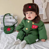 G.DUCKKIDS嬰兒冬裝男女寶寶衣服超萌過(guò)年拜年冬季加厚東北大花夾棉襖軍大衣 紅色【加絨夾棉】+帽子 66 cm 曬單實(shí)拍圖