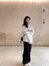 拉夏貝爾美式窄版直筒工裝褲女2025秋新款傘兵運動(dòng)褲 黑色【常規款】 M 曬單實(shí)拍圖
