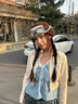 BIBK日本毛線(xiàn)帽女2025新款顯臉小適合方圓臉眼鏡可拆卸針織飛行員帽 棕色【檀健次同款】 曬單實(shí)拍圖