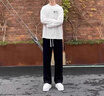 買(mǎi)一送一春秋長(cháng)袖t恤男寬松打底衫ins潮牌學(xué)生男女內搭體恤上衣12 草書(shū)字母白+小耿鬼黑【2件裝】 3XL  建議160-185斤 曬單實(shí)拍圖