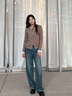 森馬（Semir）牛仔褲女抓毛闊腿褲港風(fēng)冬季2025顯腿長(cháng)拖地褲ins潮109725124002 曬單實(shí)拍圖