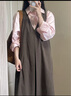 無(wú)印良品（MUJI）女式 易干平紋無(wú)袖連衣裙 女裝裙子長(cháng)裙背心裙25年秋季連身裙 棕色格紋 L （165/88A） 曬單實(shí)拍圖