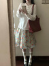 白色蕾絲鏤空刺繡亨利領(lǐng)長(zhǎng)袖t恤女春秋2025新款夏季防曬罩衫上衣 白色 M 曬單實(shí)拍圖