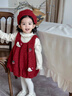班喜迪女童連衣裙秋冬裝洋氣女寶寶周歲禮服兒童公主裙套裝冬季加絨裙子 紅色 80 曬單實(shí)拍圖