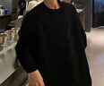 NYING美式重磅純棉正肩長(cháng)袖t恤男25春秋季新款潮流休閑大碼寬松上衣服 黑色 2XL （145-165斤） 曬單實(shí)拍圖