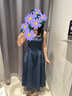UR秋季新款女裝丹寧回潮方領(lǐng)收腰牛仔連衣裙UWM850236 靛藍 S 曬單實(shí)拍圖