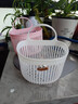 可愛(ài)壁掛式收納籃多功能廚房浴室小掛籃免打孔掛墻首飾盒小號 粉色+白色大嘴掛壁收納盒 曬單實(shí)拍圖