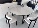 上林春天實(shí)木餐桌椅組合 意式極簡(jiǎn)巖板餐桌可伸縮折疊小戶(hù)型家用圓桌子 【格調黑】雪山白巖板+羊角椅*6 135cm *85cm*75cm【直邊款】 曬單實(shí)拍圖