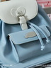 正港新款鏈條雙肩包女孩女生抽繩鎖扣小背包撞色百搭學(xué)生書(shū)包 玉桂狗-藍白-36015 曬單實(shí)拍圖