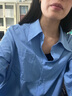 三彩2025秋季新款純色襯衫翻領(lǐng)寬松襯衣簡(jiǎn)約通勤疊穿Z 深海藍 M 160/84A 曬單實(shí)拍圖