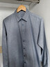 莊吉【純棉色紡磨毛】長(cháng)袖襯衫男暗紋休閑商務(wù)高檔全棉襯衣 灰藍色 39 曬單實(shí)拍圖