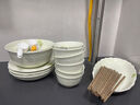 順祥碗盤(pán)餐具套裝家用陶瓷釉下彩餐具整套色釉喬遷碗筷盤(pán)子碗浮雕碗碟 曼波綠6人食28件套 曬單實(shí)拍圖