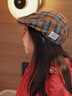 熙熙可可兒童復古百搭貝雷帽子童品 MZ2502 橘色格紋 小孩52cm 曬單實(shí)拍圖