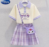 迪士尼（Disney）庫洛米裙子女童夏季套裝2025新款兒童POLO連衣裙女孩夏套裝裙 三只庫洛米-紫色-不配包 110 建議身高100-110cm 曬單實(shí)拍圖