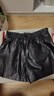 ELLE摩登復古pu皮休閑短褲女2025秋季新款高級感顯瘦通勤闊腿褲子 咖色 M 曬單實(shí)拍圖