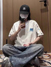 卡圖弛美式復(fù)古高街純棉短袖t恤男夏季潮牌重工刺繡寬松痞帥半袖上衣服 灰色 XL 曬單實(shí)拍圖