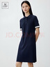 Marc O'Polo/MOP 2024夏季新款休閑顯瘦撞色翻領(lǐng)針織POLO連衣裙女士 藏青色899 S 曬單實(shí)拍圖