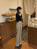 美麗衣櫥（BEAUTIFUL WARDROBE）美式卡其色微喇牛仔褲女春季2026彈力不貼腿寬松闊腿顯瘦喇叭褲子 曬單實(shí)拍圖