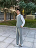 POUM男裝2025新款假兩件針織衫春秋季襯衫男休閑襯衣情侶長(cháng)袖外套 LYZXF-M011綠色 XL 【建議120-140斤】 曬單實(shí)拍圖