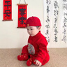 迪士尼（Disney）寶寶周歲禮服男童新中式連體衣百天2025少爺唐裝嬰兒抓周喜慶衣服 紅色 神龍哈衣 59cm 59 cm 曬單實(shí)拍圖