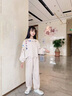 諾佳微淇女童秋裝運(yùn)動衛(wèi)衣衛(wèi)褲套裝2025新款春秋季兒童中大童休閑兩件套潮 米色 160 曬單實(shí)拍圖