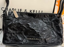 CHARLIE&KELLI CK品牌包包女款褶皺蠟皮單肩腋下小方包女士2026新款手提斜挎包 黑色【京倉配送 贈專(zhuān)柜禮袋】 曬單實(shí)拍圖