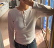 優(yōu)衣庫女裝羅紋亨利領(lǐng)T恤/長(cháng)袖修身短款內搭打底25新款479591 02 淺灰色 M /160/84A 曬單實(shí)拍圖