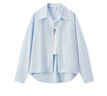 森馬長(cháng)袖襯衫女簡(jiǎn)約寬松襯衣字母印花短背心個(gè)性潮流秋通勤兩件套 冰藍80903 L 曬單實(shí)拍圖