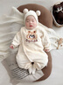 七樂(lè )豆嬰兒秋冬款法蘭絨連體衣服寶寶秋冬季保暖內衣打底小月齡冬裝睡衣 杏色 80cm 曬單實(shí)拍圖