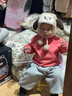 馬·拉?。∕.Latin）/童裝兒童衛衣冬裝新款男女童小童小熊毛巾刺繡衛衣 胭脂紅 90 曬單實(shí)拍圖