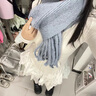 viney圍巾女2025新款冬季韓系保暖披肩純色針織圍脖生日禮物送女友老婆 藍色-高端禮盒裝 曬單實(shí)拍圖