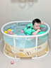 雅親（YAQIN）嬰兒游泳桶大人折疊收納泡澡桶兒童家用成人大號浴缸游泳池洗澡桶 超大號100cm-成人可用【免安裝】+小熊脖圈 曬單實(shí)拍圖