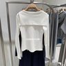 UR2025秋季新款女裝都市設計感系帶V領(lǐng)修身T恤UWU450038 本白 S 曬單實(shí)拍圖