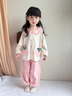 G.duck小黃鴨童裝女童睡衣春秋款純棉長(cháng)袖薄款女孩寶寶秋季兒童家居服 粉色草莓 130 (建議115-125cm 5.2-7周歲) 曬單實(shí)拍圖