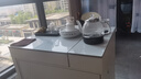 昭希 茶桌 茶臺燒水壺一體桌多功能可伸縮移動(dòng)小戶(hù)型陽(yáng)臺喝茶桌椅組合 雪山白巖板茶桌+1主人椅 白色框架 曬單實(shí)拍圖